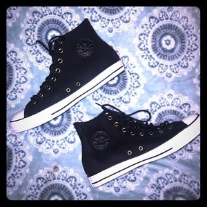 Men’s Black Leather Converse High Tops